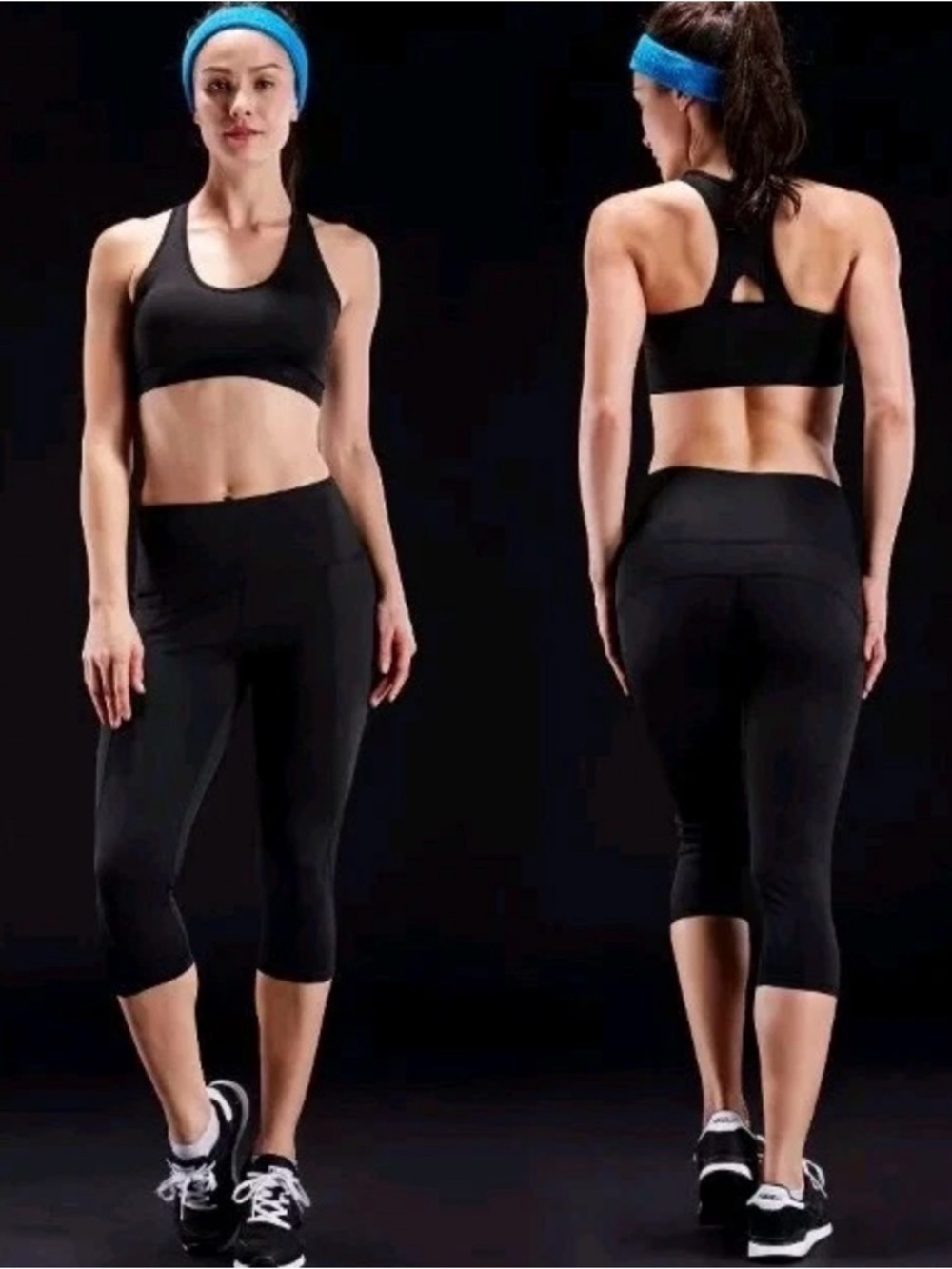 NELEUS Black High-Waist Capri Leggings with Side Pockets - Picture 2 of 4